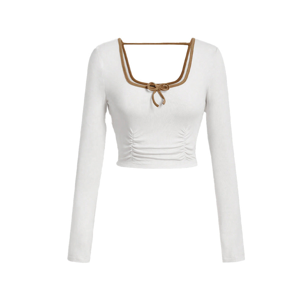 Chic cropped langærmet top med trendy firkantet udskæring