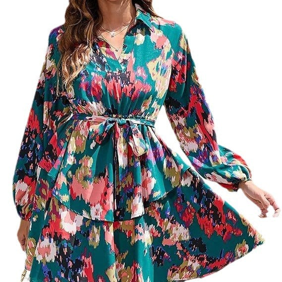 Blomsterprint Kjole med Bindebælte fra StyleVibe