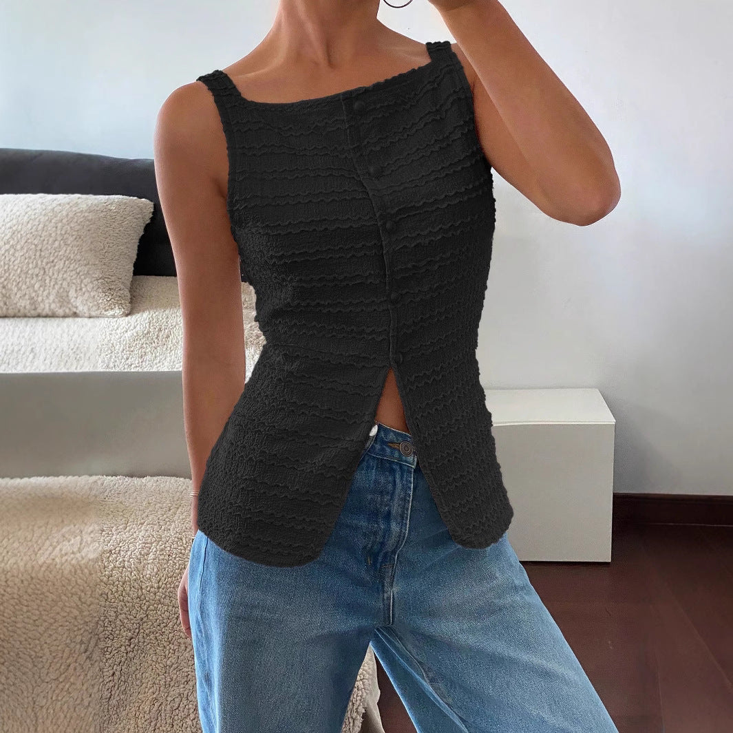 Liva | Damen Ärmellöst Top Med Elegant Slitsdesign
