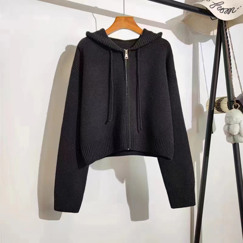 Korte Hoodie til kvinder med lynlås og hætte