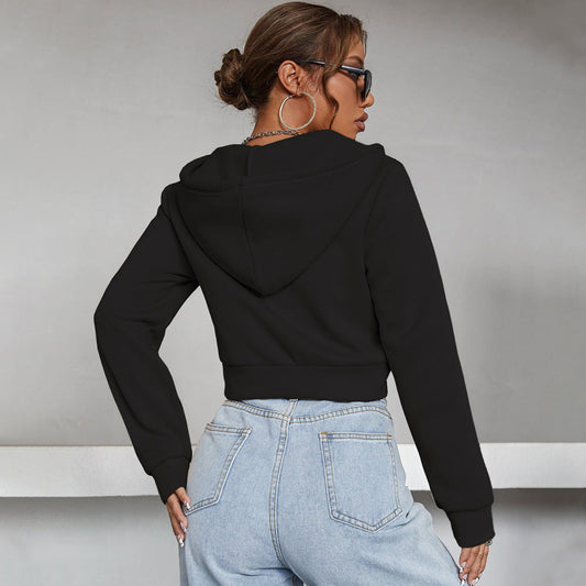 Chic croppad hoodiejacka för dam i modern design