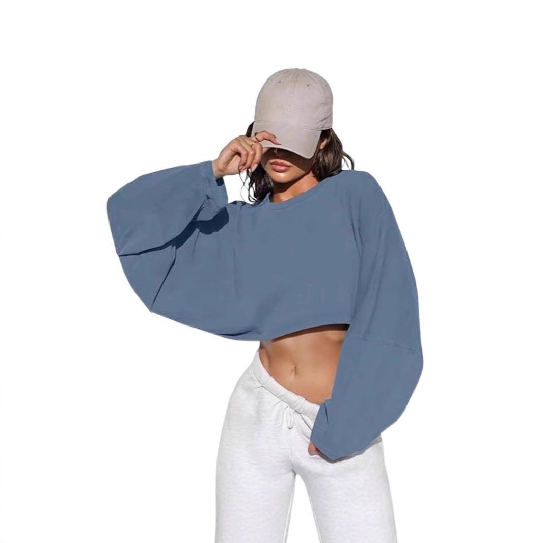Moderne cropped Sweatshirt med voluminøse ærmer