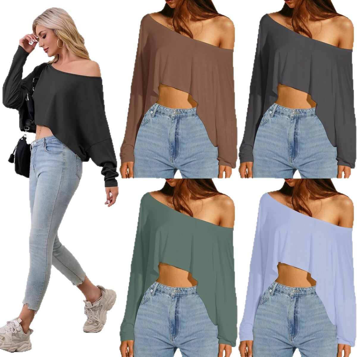 Asymmetrisk Crop-Topp med Trendig Silhuett