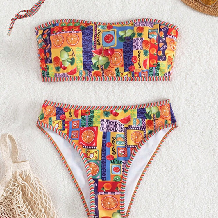 Stilren Bandeau-Bikini med Färgglatt Mönster från Solara