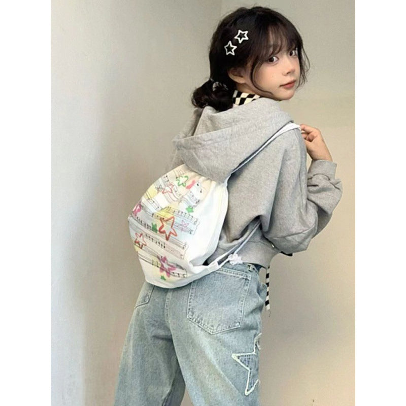 Kreativ Crop Hoodie med Stjerneapplikationer fra StyleAura