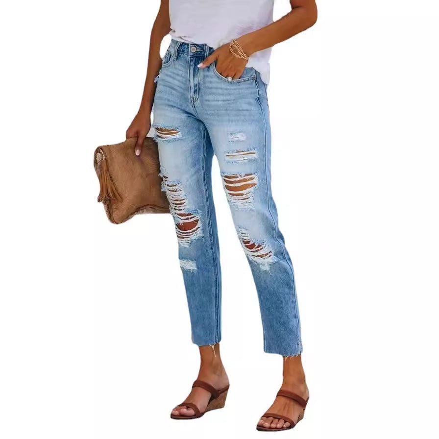 Moderne Ødelagte Jeans til Kvinder i Trendy Boyfriend Stil