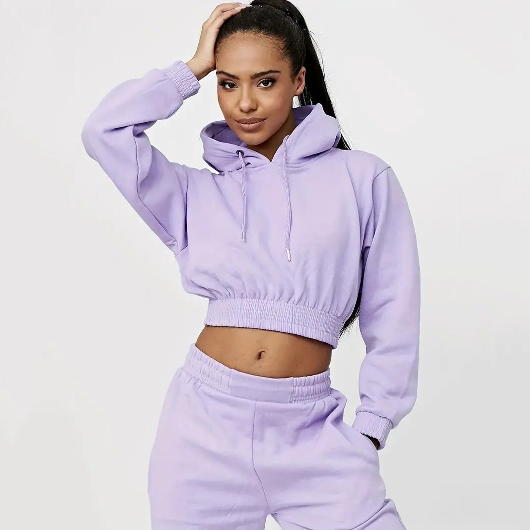 Moderne cropped Sweat-set til kvinder med justerbar talje
