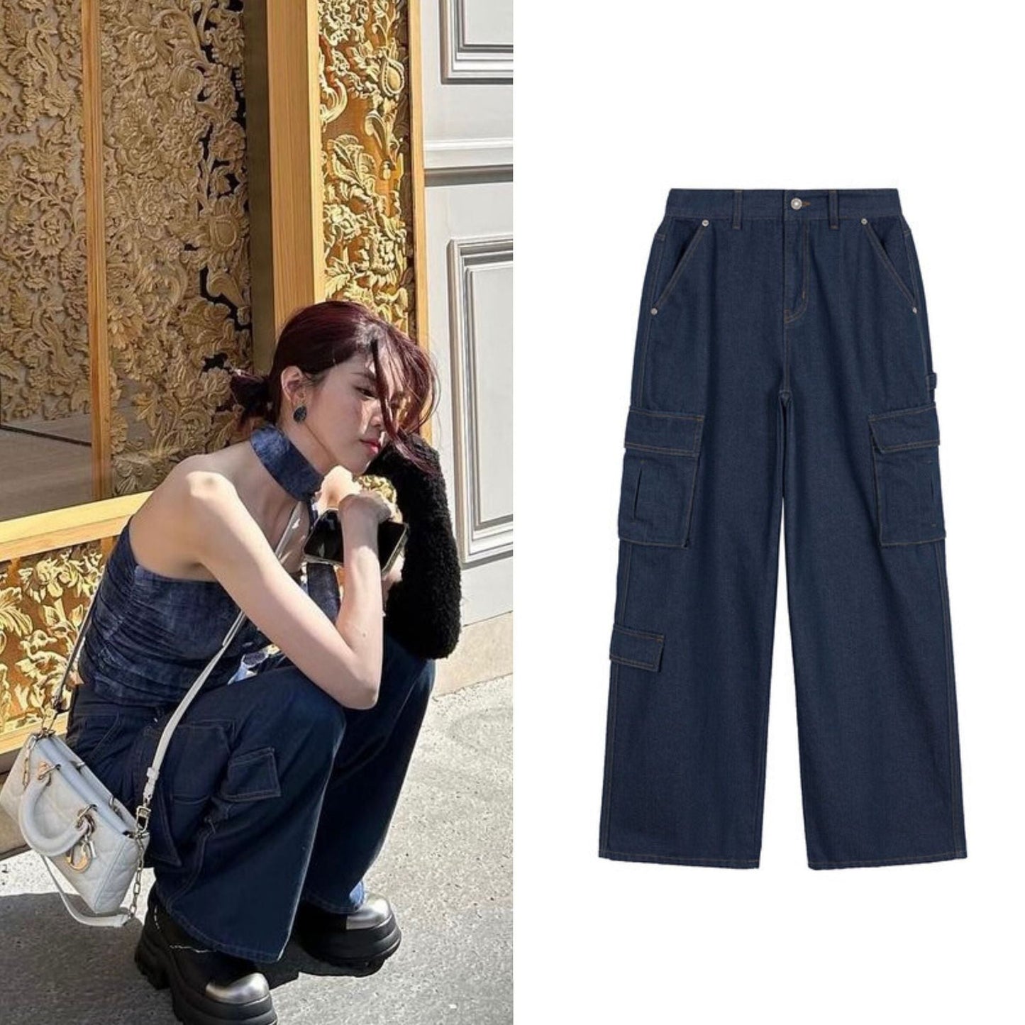 Stilfulde Cargo-Jeans med rummeligt snit og funktionelle lommer