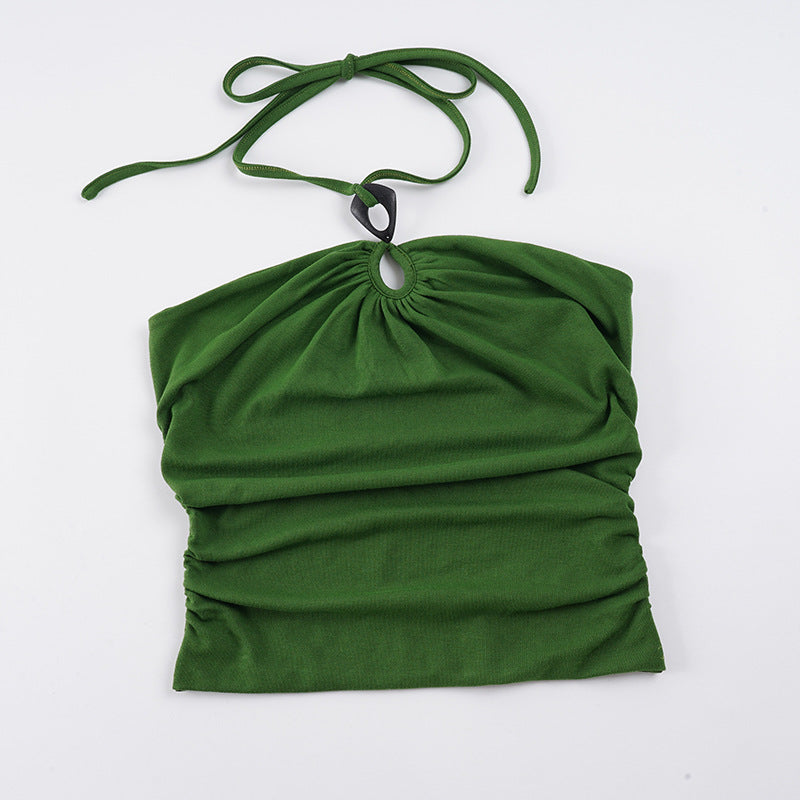 Stilrent ärmlöst Top med Elegant Drapering och Justerbara Band
