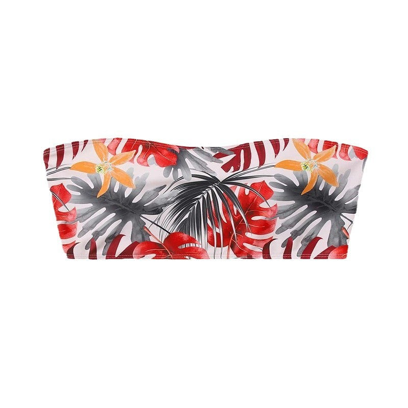 Elegant Bandeau-Bikiniöverdel med Blommönster