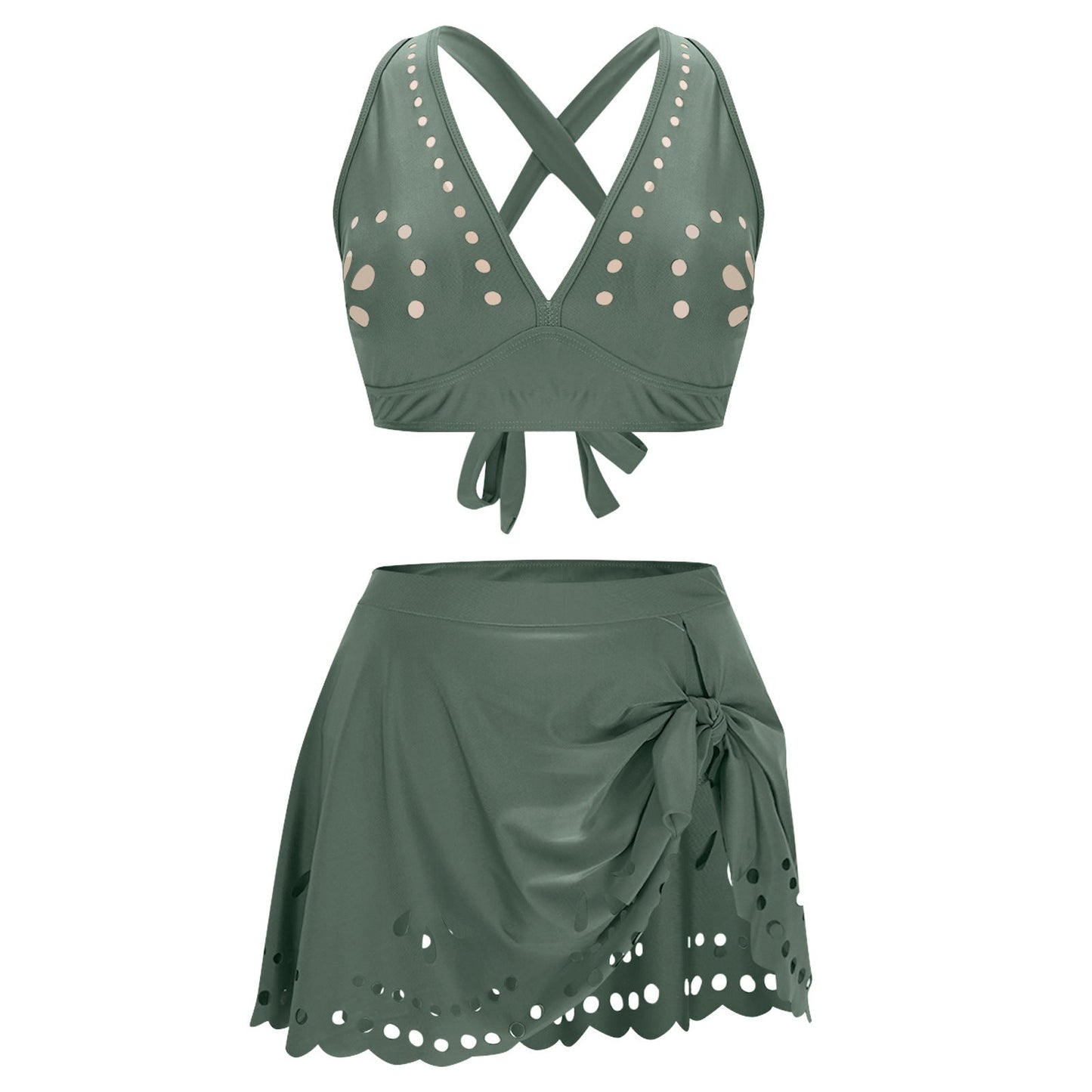 Stilrent Bade-Set med Skirt och Korsade Remmar