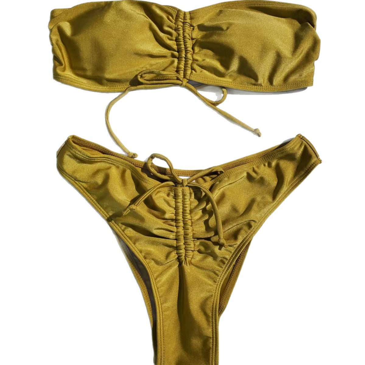 Elegant Bandeau-Bikini med Justerbara Volanger