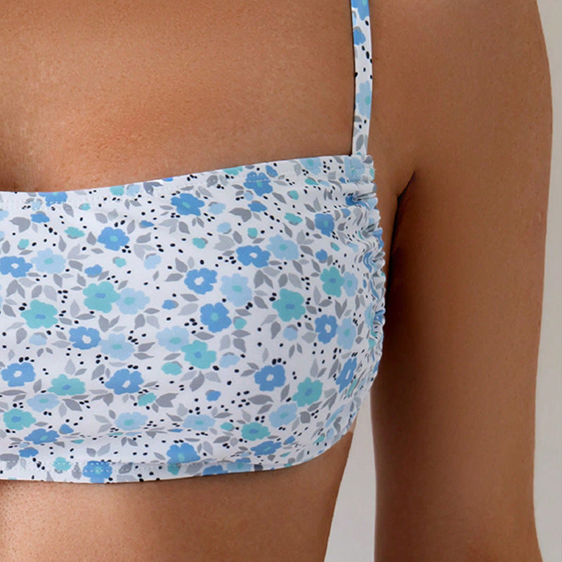 Blomstrande Bandeau-Bikiniöverdel för Stilsäkra Kvinnor