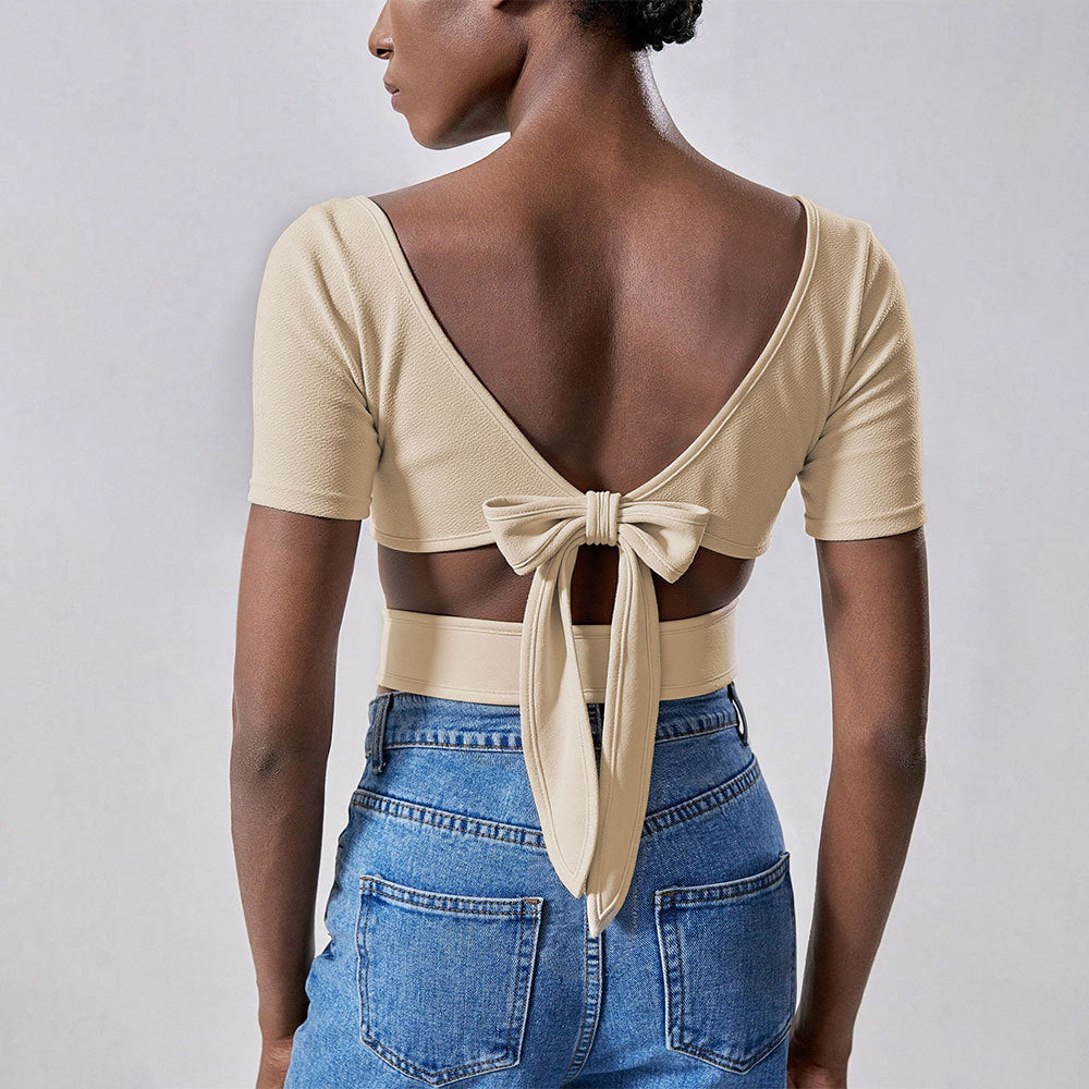 Chic cropped T-Shirt med stilfuld firkantet udskæring