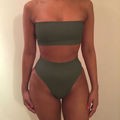 Bikini-set för kvinnor med hög skärning och figursytt mönster