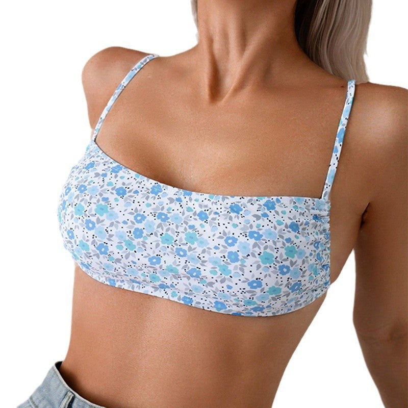 Blomstrande Bandeau-Bikiniöverdel för Stilsäkra Kvinnor