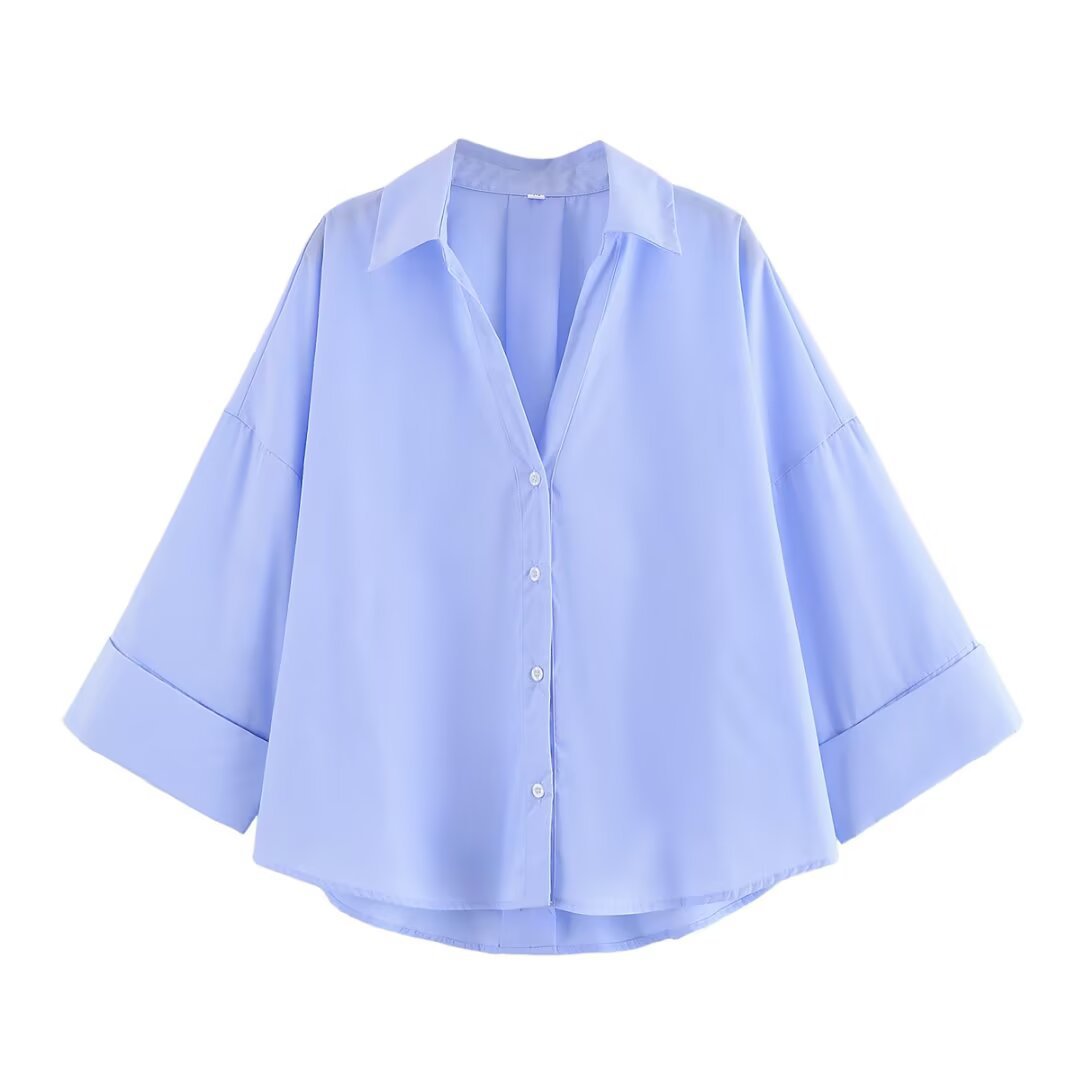 Elegant Bluse med Løs Silhuet og Chic Ærmer