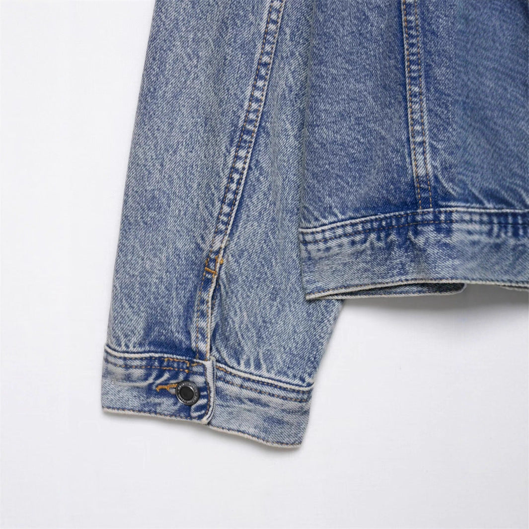 Elegant jeansjacka med asymmetrisk design för den moderna kvinnan