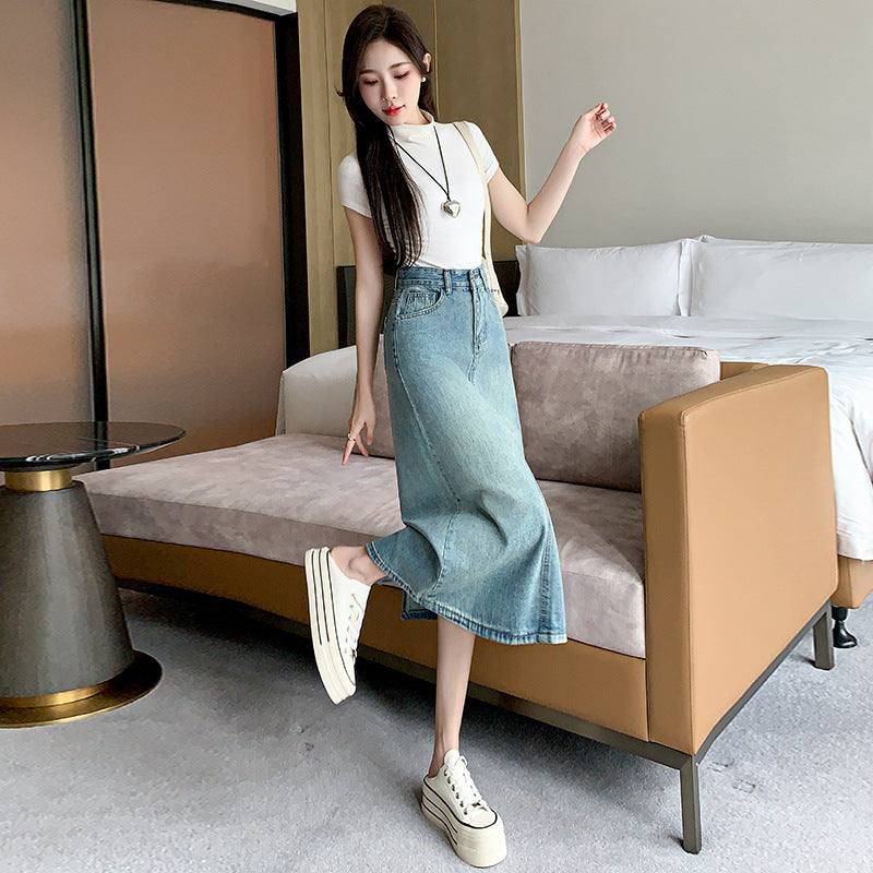 Elegant Maxi-Jeansskørt med feminint snit