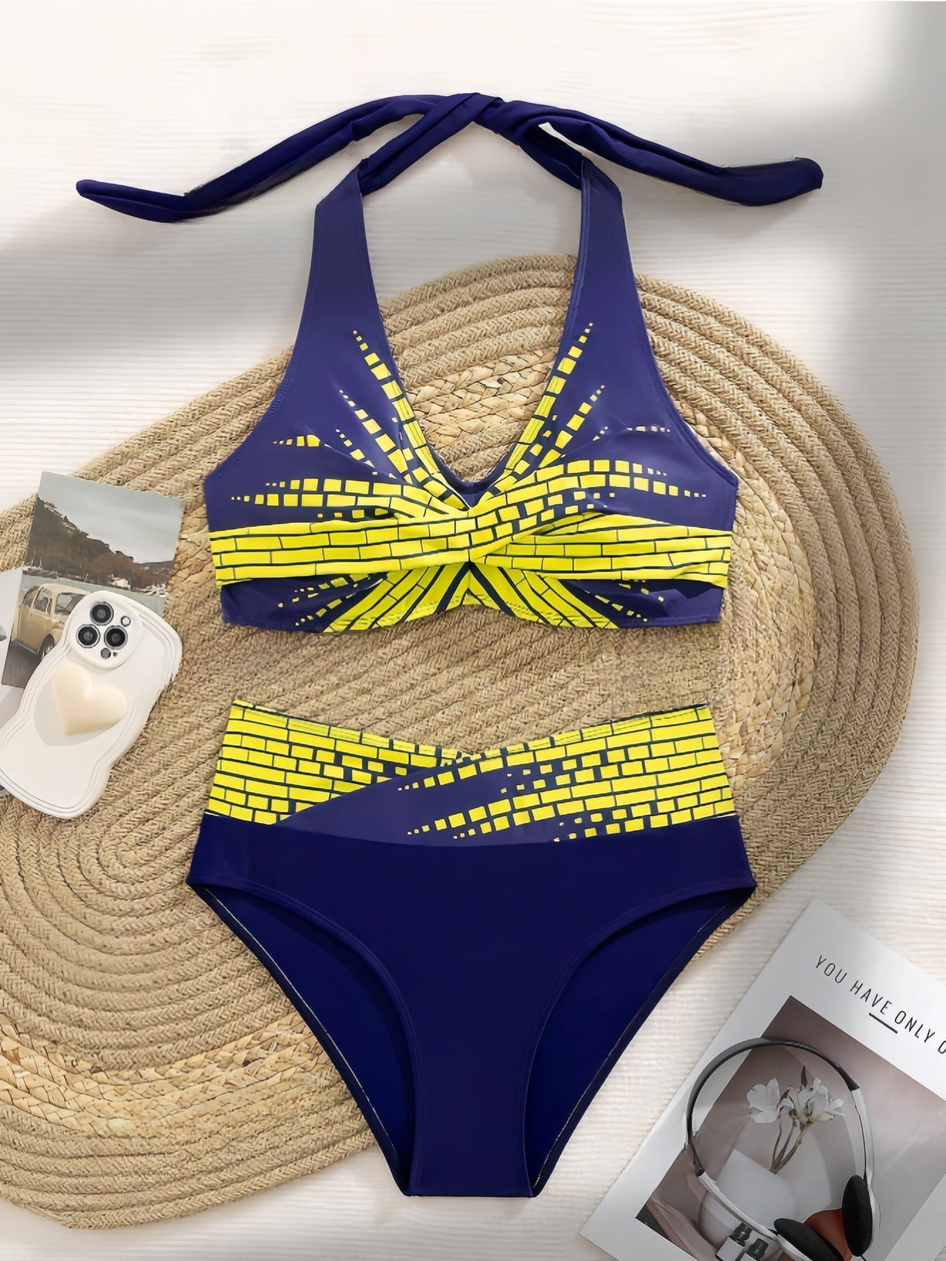 Exklusivt Bikini-Set för Kvinnor med Stiligt Rutig Mönster