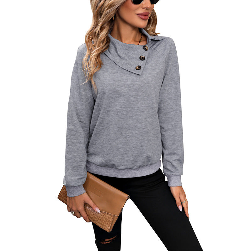 Stilrent långärmat sweatshirt för kvinnor med krage