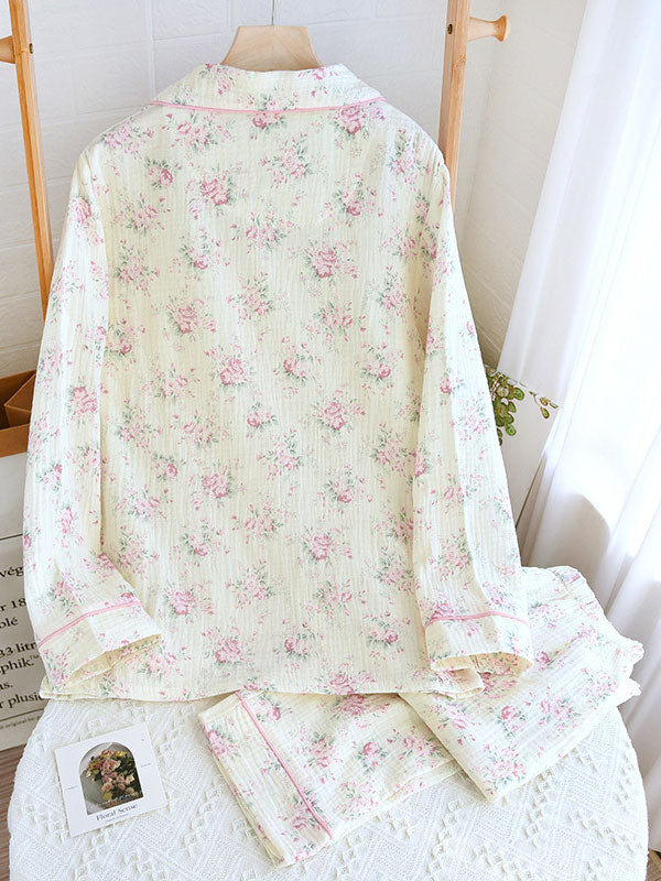 Elegant Dame Pyjamasæt med Blomsterprint og Komfort