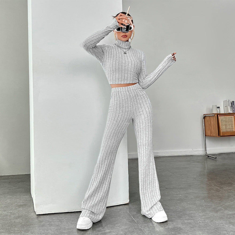 Chic Cropped Pullover med Høj Talje og Løse Ben