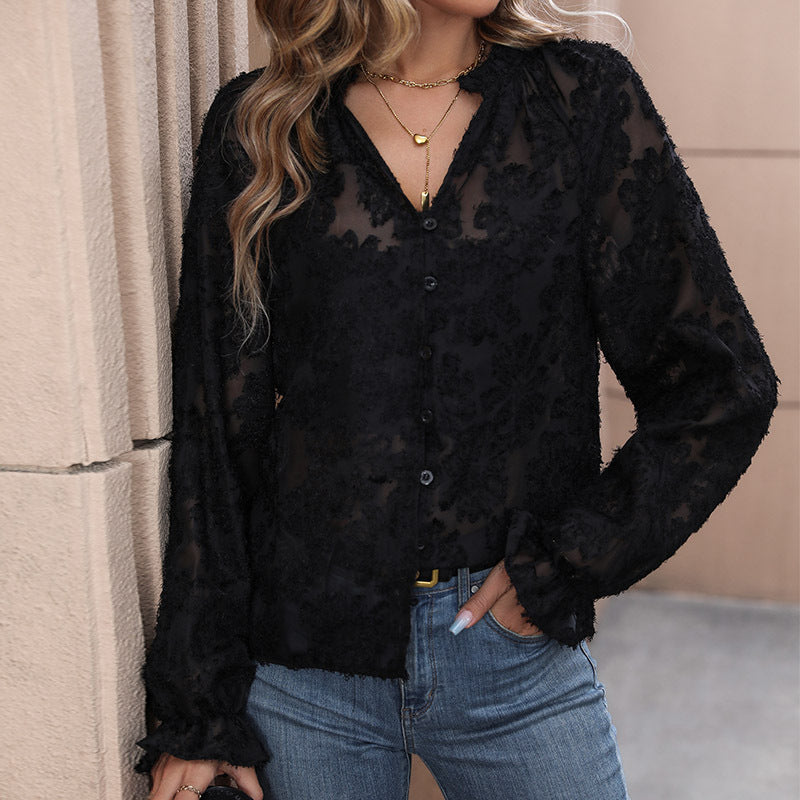 Elegante Bluse med Blomster Spidser fra StjerneLys