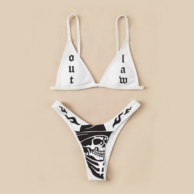 Stilfullt Bandeau Bikini-Set med Trendig Grafisk Design