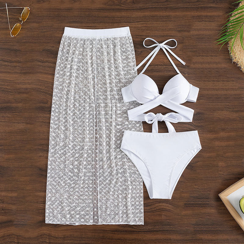 Elegant Bikiniset med Stilrent Knyt-Och-Maxiklänning