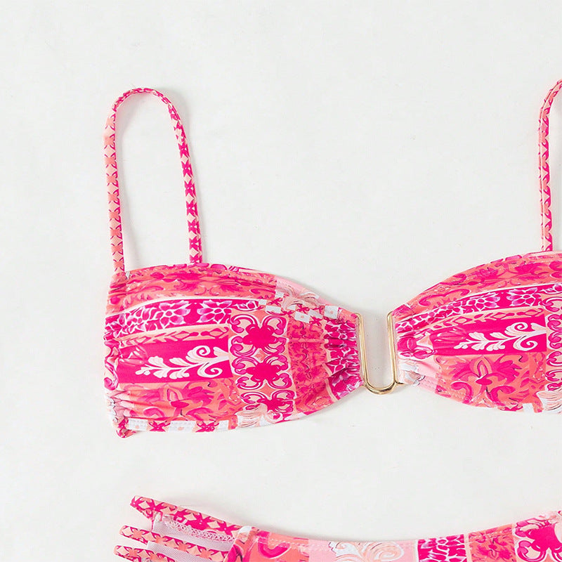 Stilren Bandeau-Bikini med Unikt Mönster