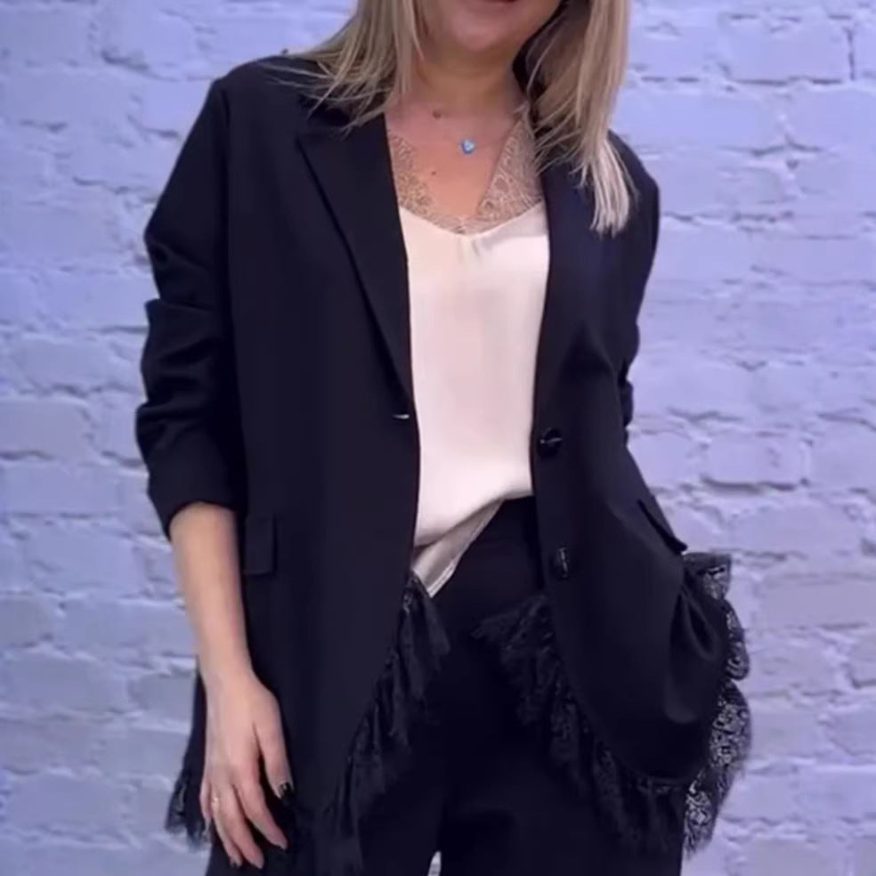 Chic Blazer med Delikate Spidser til Den Moderne Kvinde