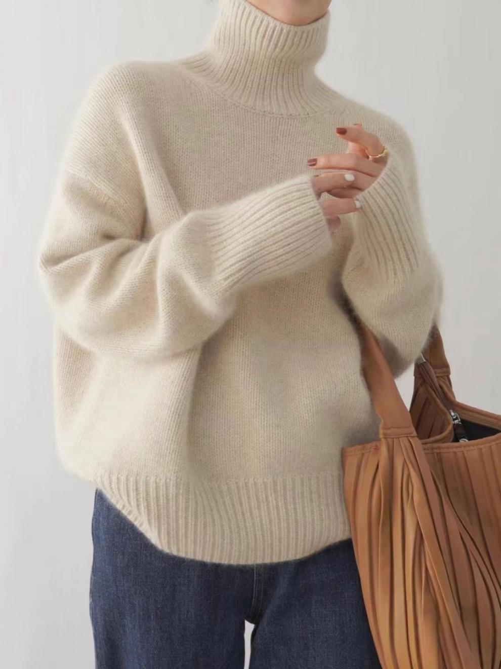 Elegant Rullekrave Sweater i Luksuriøs Uld
