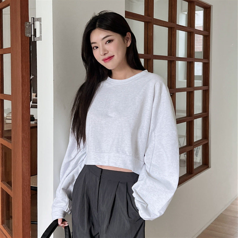 Feminin cropped Pullover med bløde ærmer