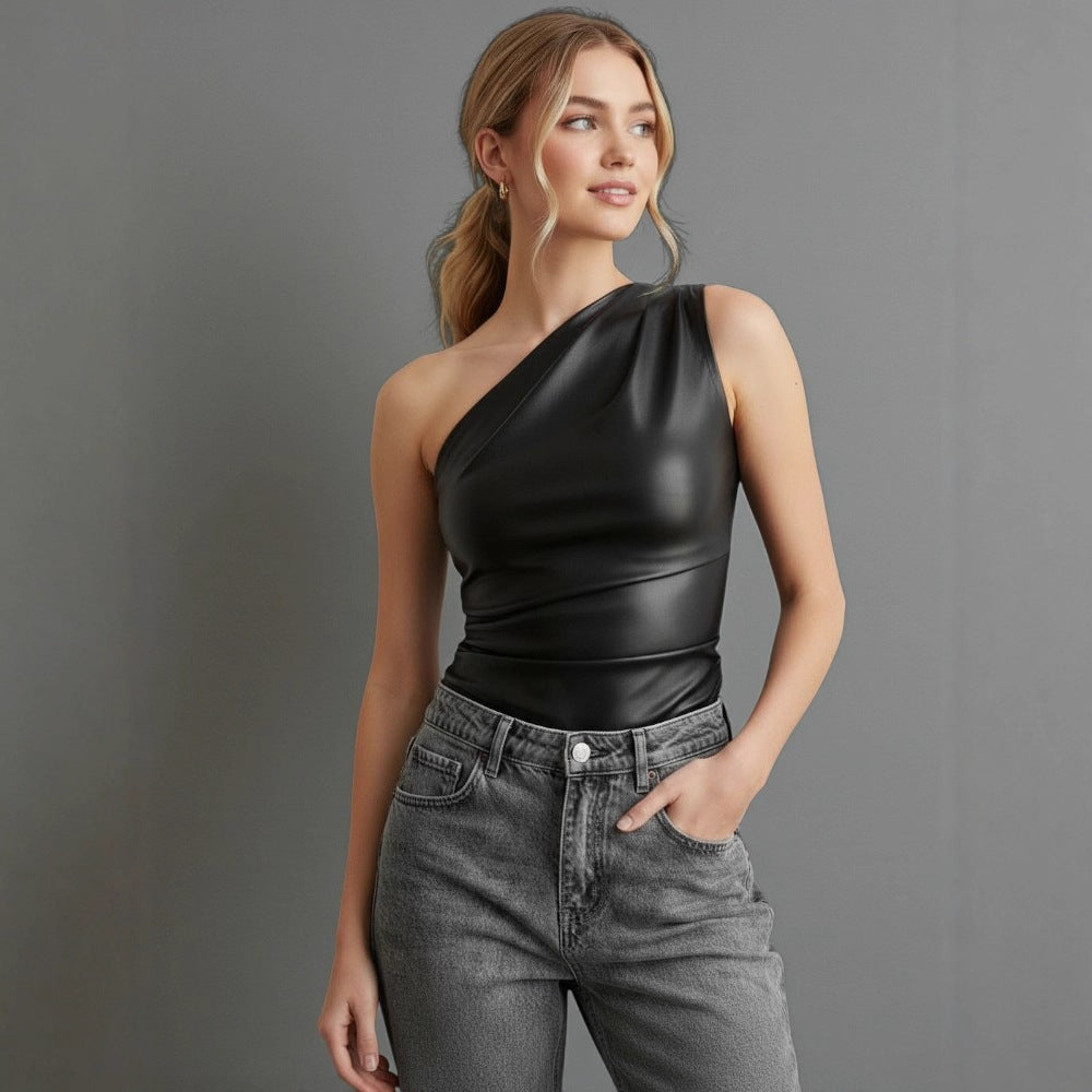 Asymmetrisk Top med Elegant Drapering för Kvinnor