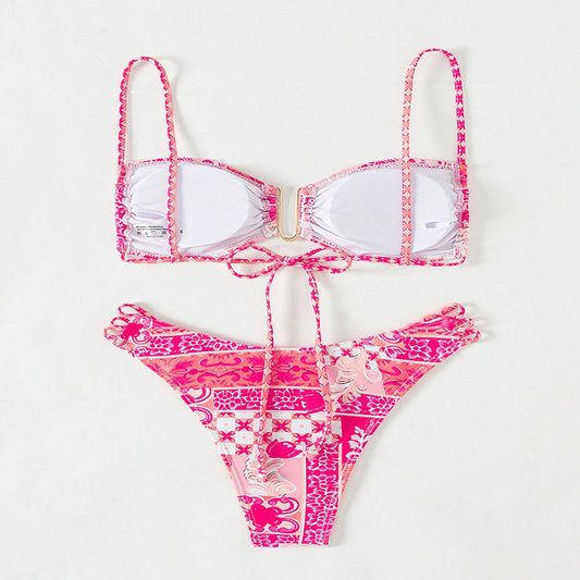 Stilren Bandeau-Bikini med Unikt Mönster