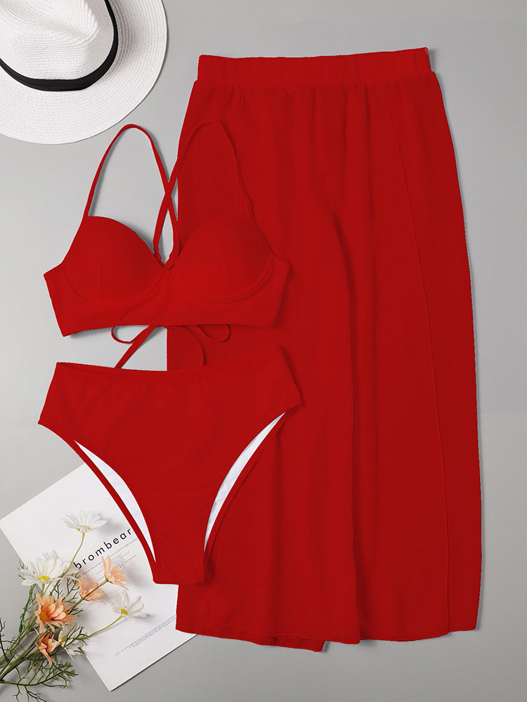 Feminint Bikiniset med Chic Bandeau och Högmidjad Underdel