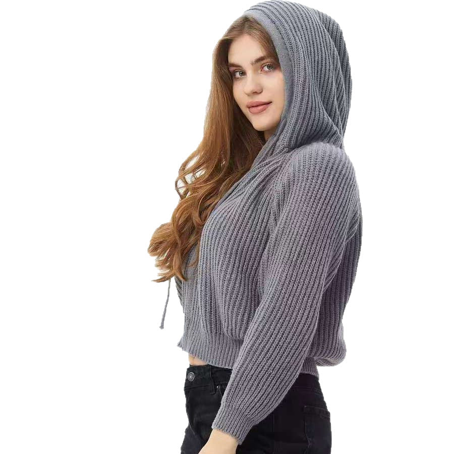 Stilren Cropped Hoodie i Mjuk Stickad Design