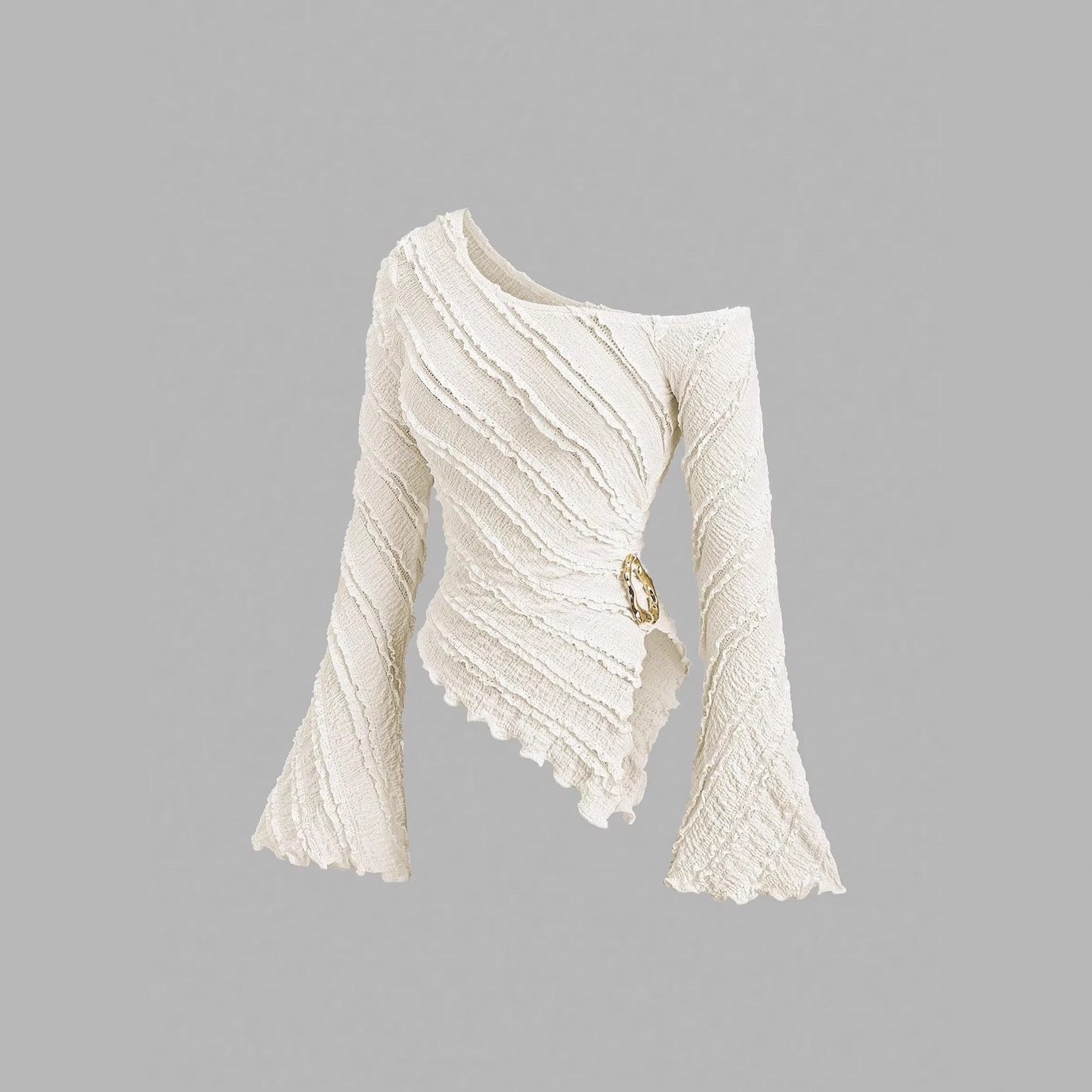 Asymmetrisk Topp med Struktur och Elegant Omslag