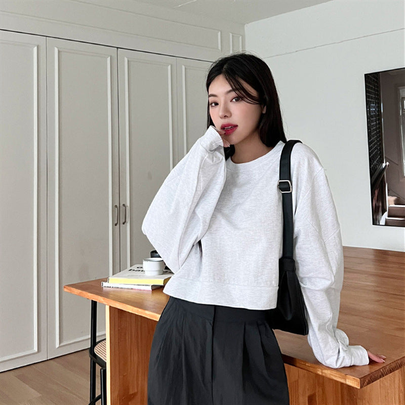 Feminin cropped Pullover med bløde ærmer