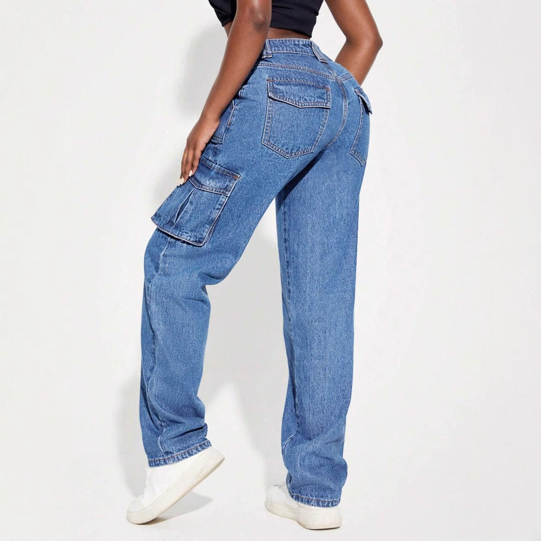 Stilfulde Cargo Jeans til Kvinder med Elastisk Talje