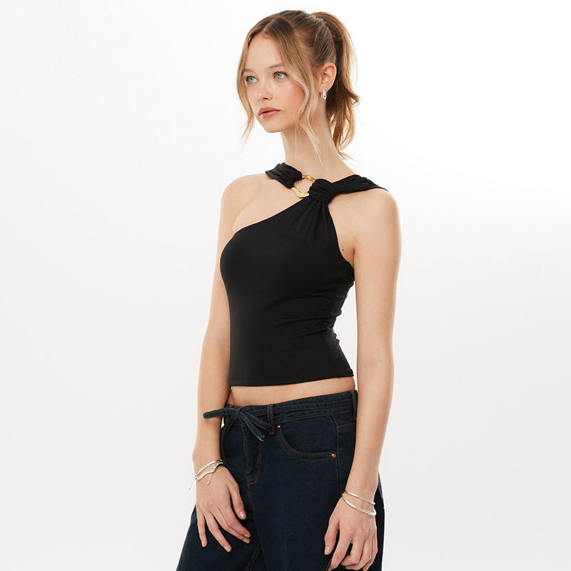 Asymmetrisk Top med Elegant Ringdetalj för Damer