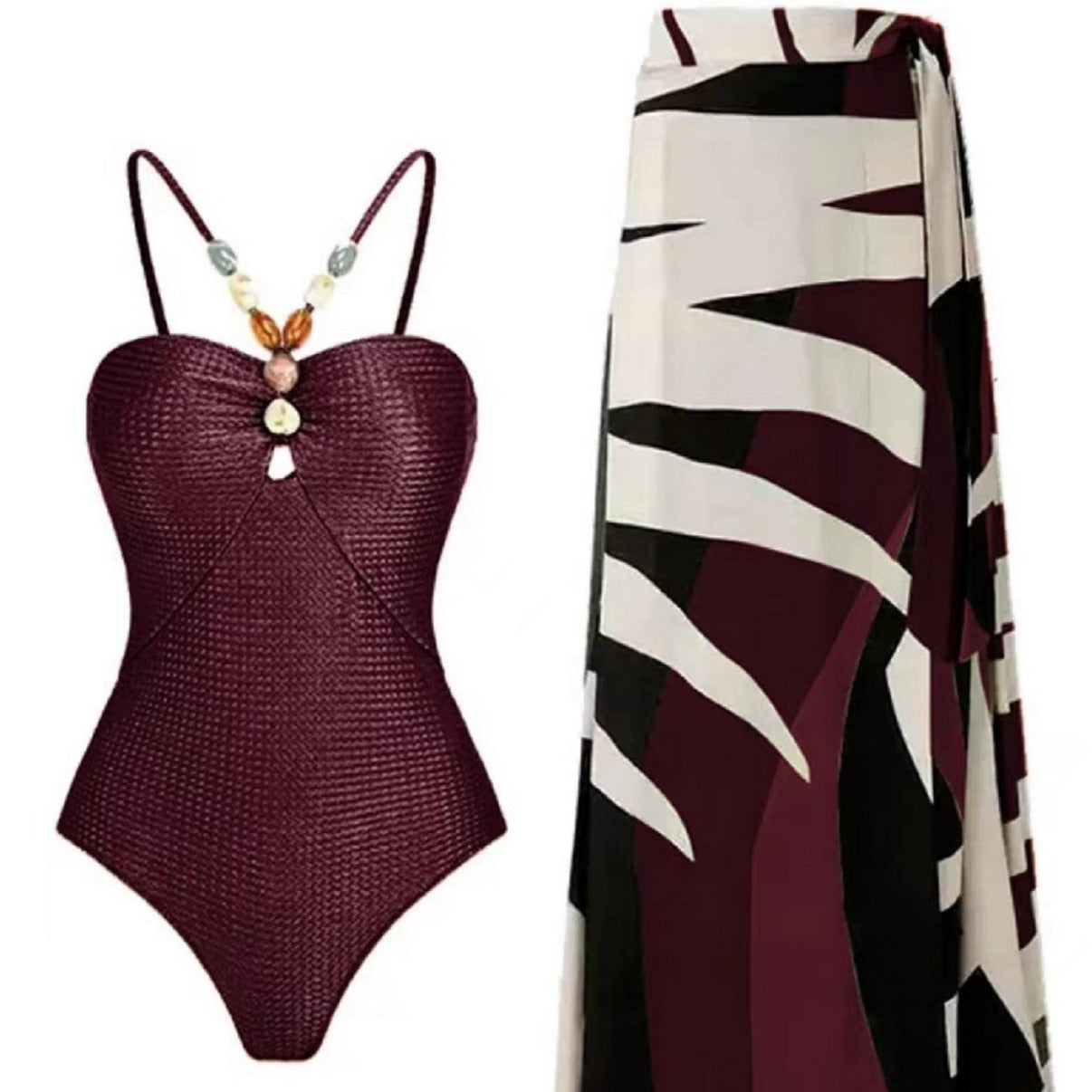 Sofistikerad Badmode med Chic Wrapkjol och Glamour Detaljer