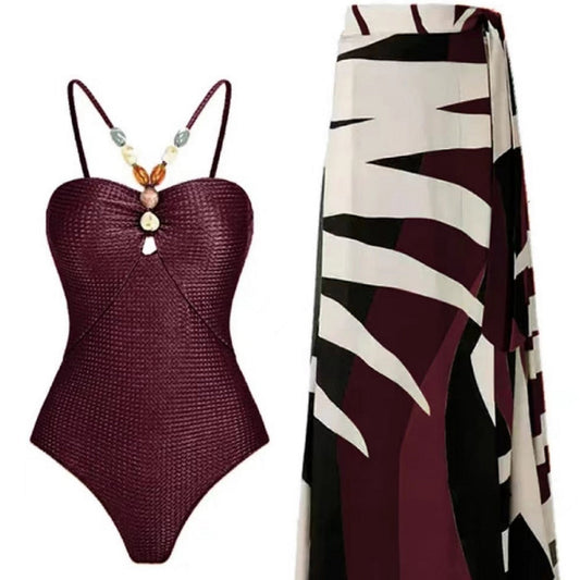Sofistikerad Badmode med Chic Wrapkjol och Glamour Detaljer