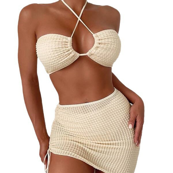 Snygg Bandeau-Bikini med Trendig Wrapkjol