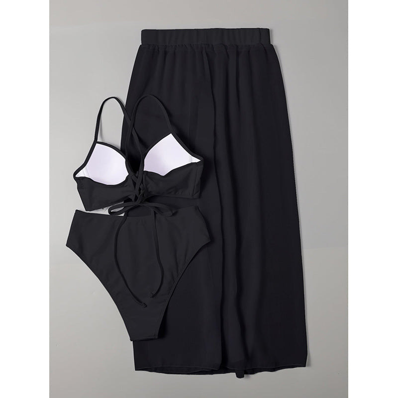 Feminint Bikiniset med Chic Bandeau och Högmidjad Underdel