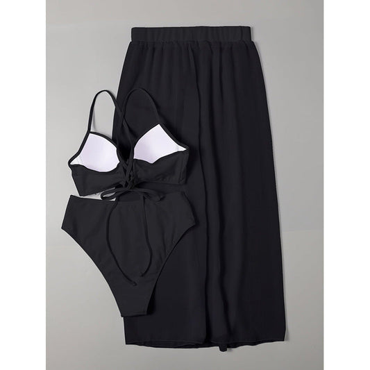 Feminint Bikiniset med Chic Bandeau och Högmidjad Underdel
