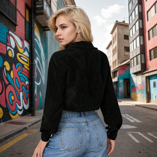 Chic kort manchesterjacka för kvinnor med unika detaljer