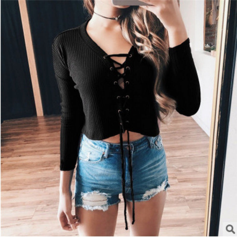 Trendsetter Cropped Pullover med Snøring