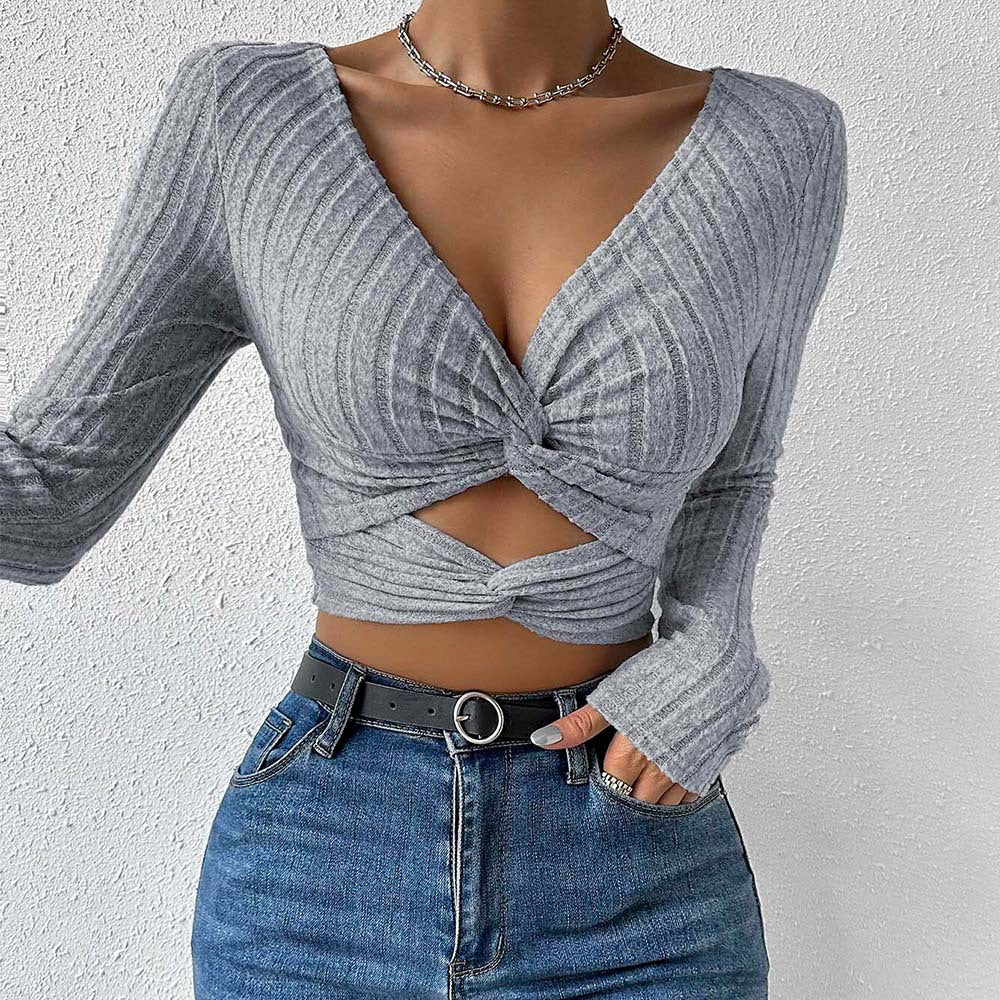 Elegant Cropped Top med Unikt Twist-Design til Dame
